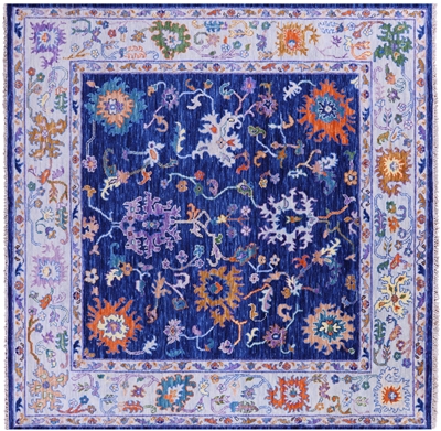 Square Turkish Oushak Hand Knotted Wool Rug