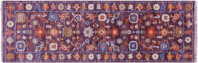 Hand-Knotted Turkish Oushak Wool Runner Rug