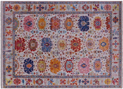 Turkish Oushak Hand-Knotted Wool Rug