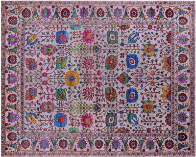 Wool & Silk Persian Tabriz Hand Knotted Rug