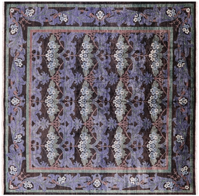 Square Handmade William Morris Wool Area Rug