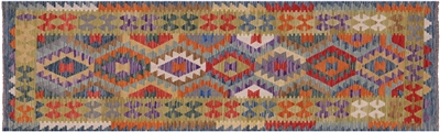 Runner Wool On Wool Kilim Flat Weave Reversible Rug