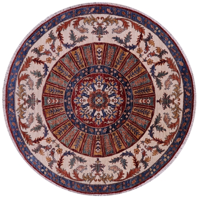 Round Handmade Persian Fine Serapi Wool Rug