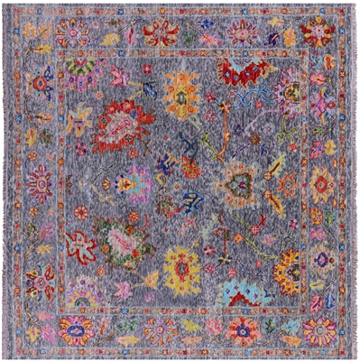 Square Hand Knotted Turkish Oushak Rug