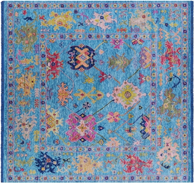 Square Turkish Oushak Hand Knotted Rug