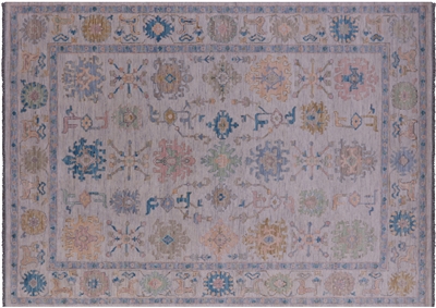 Turkish Oushak Hand-Knotted Wool Rug