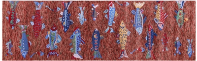 Runner Gabbeh Fish Design Hand Knotted Wool Rug