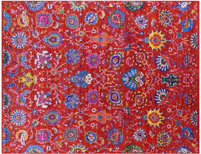 Wool & Silk Persian Tabriz Hand Knotted Rug