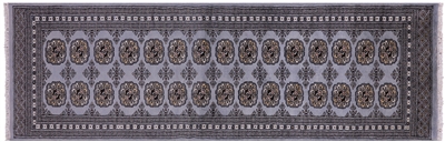 Silky Bokhara Hand-Knotted Wool Runner Rug