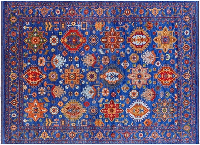 Blue Persian Heriz Serapi Hand Knotted Wool Rug