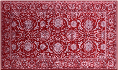 Red Handmade Persian Tabriz Wool & Silk Rug