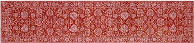 Orange Runner Persian Tabriz Hand Knotted Wool & Silk Rug