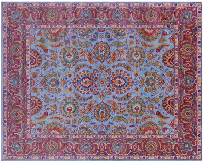 Blue Hand-Knotted Persian Tabriz Wool Rug