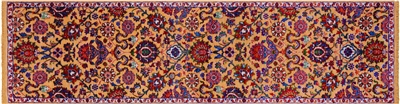 Orange Runner Persian Tabriz Handmade Wool & Silk Rug