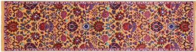 Orange Runner Persian Tabriz Hand Knotted Wool & Silk Rug