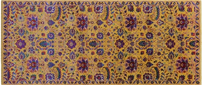 Gold Handmade Persian Tabriz Wool & Silk Rug