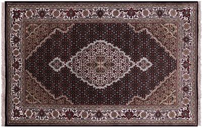 Wool & Silk Persian Tabriz Hand Knotted Rug