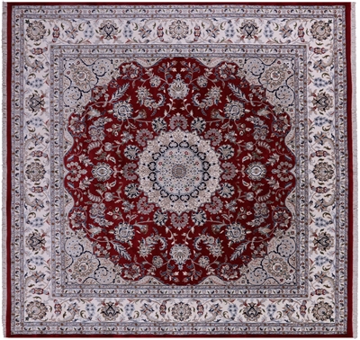 Square Persian Nain Handmade Wool & Silk Rug