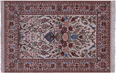 Signed Isfahan Wool & Silk Persian Rug