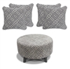 Flair - Footstool & 4 Cushion Set - Grey