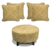 Flair - Footstool & 4 Cushion Set - Ochre