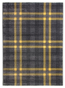 Glendale Tartan Modern Rug Gray Yellow