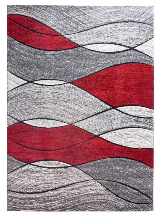 Red Grey Waves Rug - Impulse