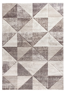 Beige Brown Geometric Triangles Rug - Impulse Triad