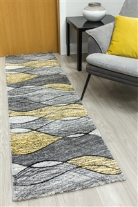 Impulse Waves Runner Rug - Grey / Yellow