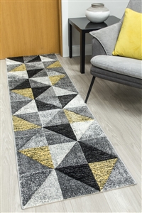 Impulse Triad Runner Rug - Grey/Yellow