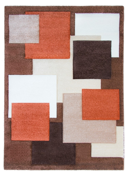 Brown Terra Modern Squares Geometric Rug - Tempo