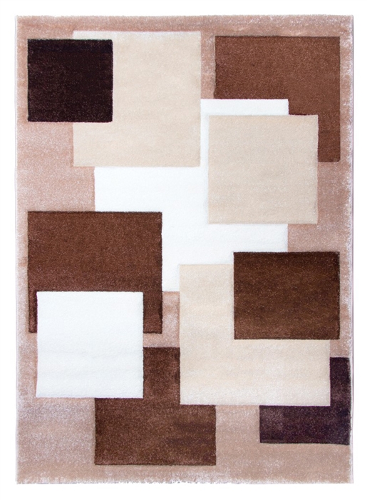 Brown Beige Modern Squares Geometric Rug - Tempo