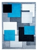 Teal Grey Modern Squares Geometric Rug - Tempo