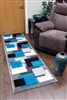 Tempo-squares-Runner Rug-Black-Teal