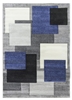 Navy Grey Modern Squares Geometric Rug - Tempo