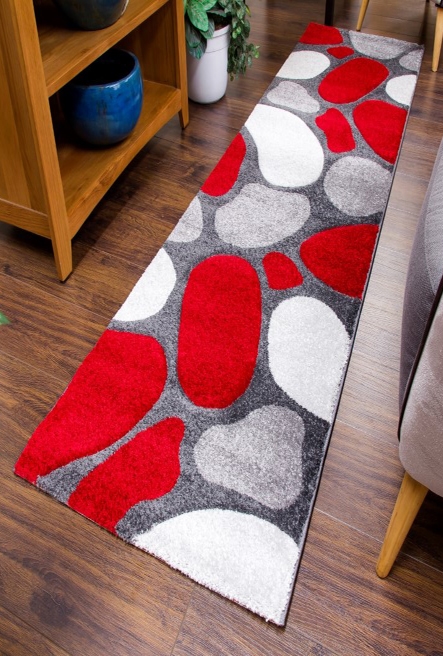 Pebbles Runner Rug Red Gray