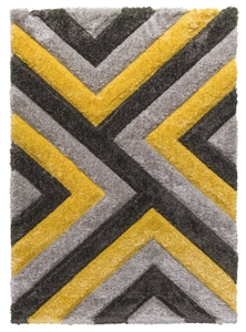 luxus-cascade-shaggy-rug-grey-yellow