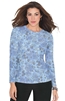 Koi Stretch Presley Top- Flower Burnout Ceil Blue #1061PR - FTC