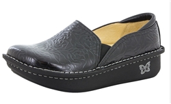 Alegria Debra "Black Embossed Rose" Clog  DEB-531