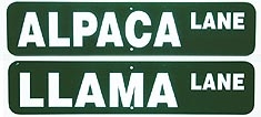 Alpaca/Llama Street Signs