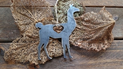 Llama Love Rustic Steel Ornament