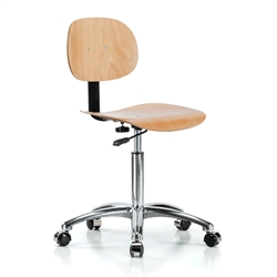 Perch Wood Pneumatic Chair in Chrome