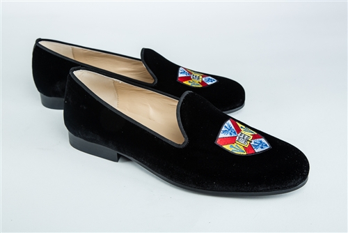 Men's Hampden Sydney Coat of Arms Black Velvet Shoe