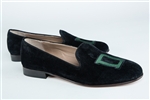 Women's Dartmouth Black Suede Green "D" Loafer