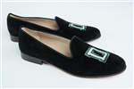 Women's DARTMOUTH Green and White Logo Black Suede Loafer