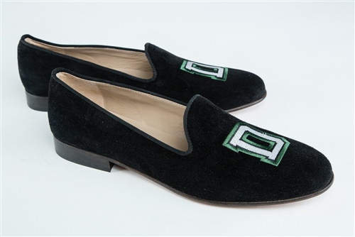 Women's DARTMOUTH Green and White Logo Black Suede Loafer