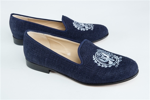 Women's GEORGETOWN Blue Linen Loafer with "Crest"