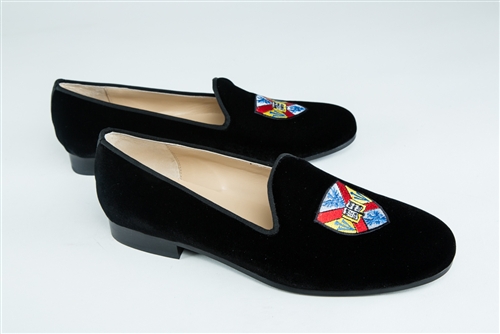 Women's Hampden Sydney Coat of Arms Black Velvet Loafer