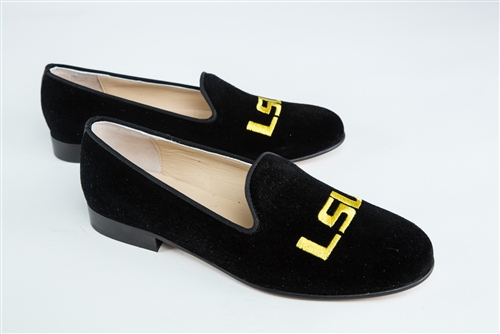 Women's Louisiana State University (LSU) Black Suede Loafer