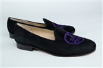 Women's New York University Black Suede Loafer "Crest"